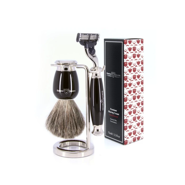 Edwin Jagger 58 Series 3pc Imitation Ebony & Nickel Mach3 Set (Sandalwood) 1 Edwin Jagger 58 Series 3pc Imitation Ebony & Nickel Mach3 Set (Sandalwood)