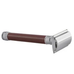 Edwin Jagger DE812 Long Burgundy DE Safety Razor (Closed Comb) -Pure Living Deals Store del812bl slant side front right