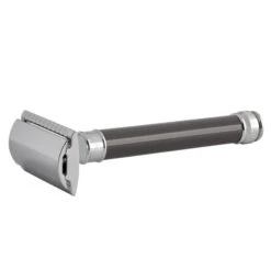 Edwin Jagger DE85 Long Grey DE Safety Razor (Closed Comb) -Pure Living Deals Store del85bl slant side front left