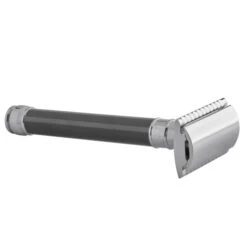 Edwin Jagger DE85 Long Grey DE Safety Razor (Closed Comb) -Pure Living Deals Store del85bl slant side front right