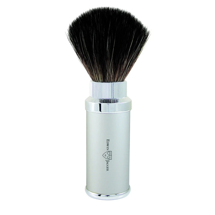 Edwin Jagger Chrome Plated Silver Travel Shaving Brush (Black Synthetic) 1 Edwin Jagger Chrome Plated Silver Travel Shaving Brush (Black Synthetic)