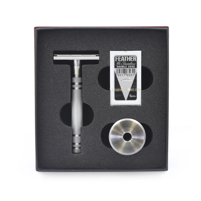 Feather All Stainless AS-D2 DE Razor And Stand 2 Feather All Stainless AS-D2 DE Razor And Stand - Image 2